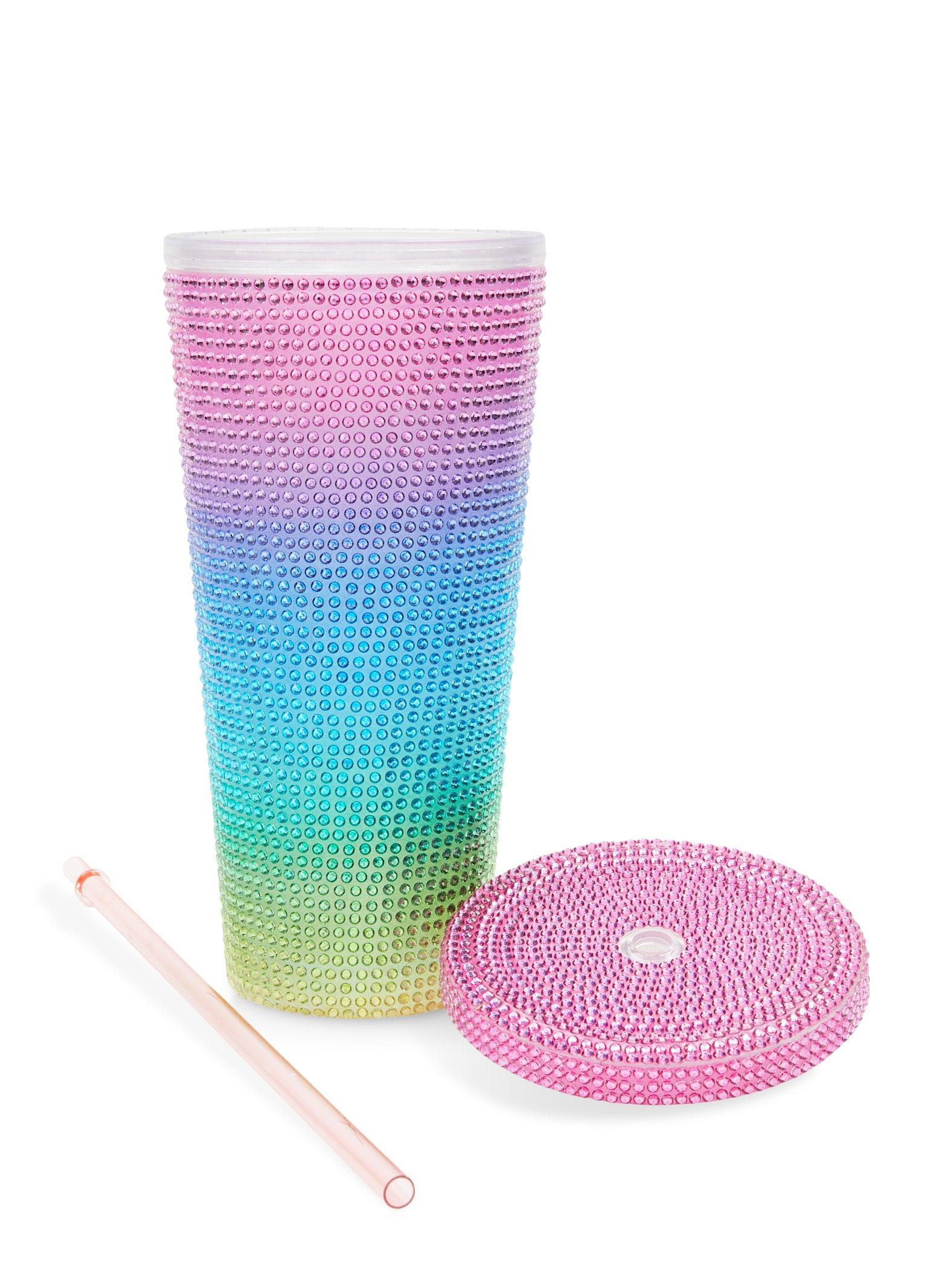 Rainbow Rhinestone Studded Tumbler Female Product Image