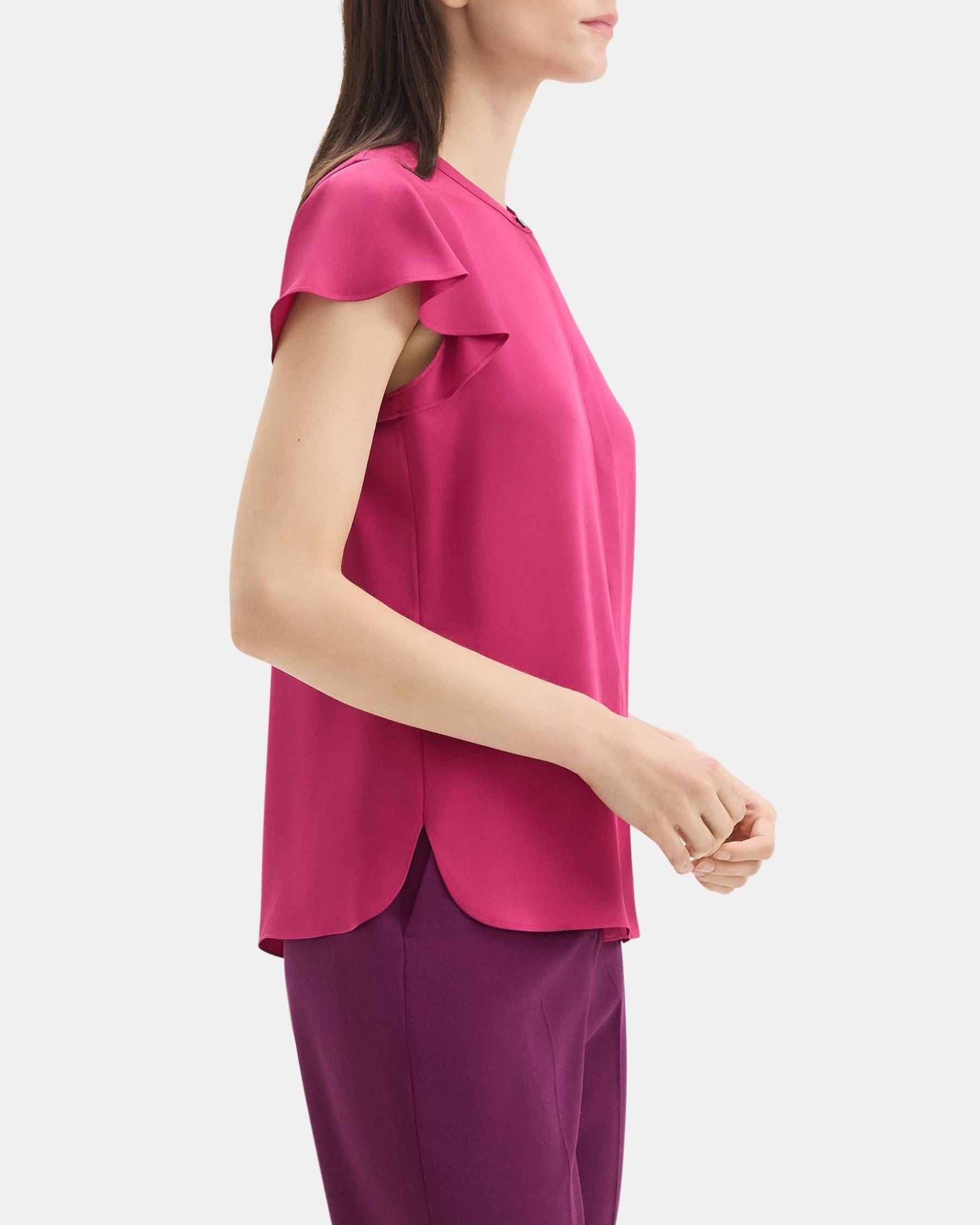 Ruffled Sleeve Top in Silk Georgette Product Image