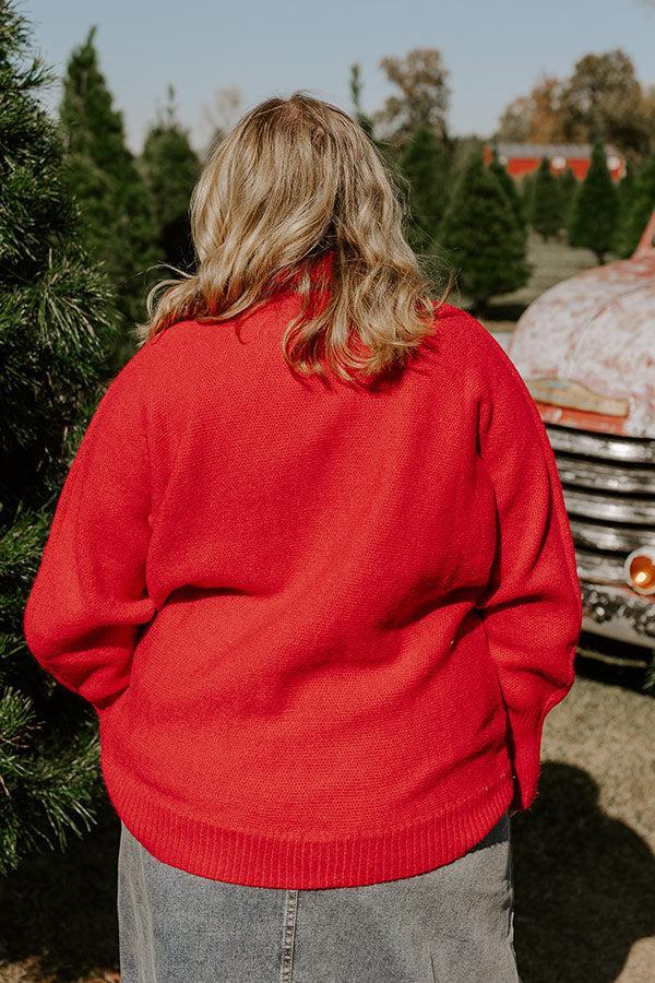 Merry Turtle Neck Sweater In Red Curves Product Image