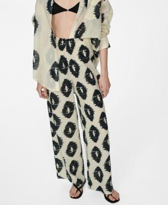 Mango Womens Wideleg Printed Trousers Product Image