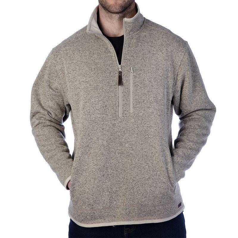 Mens Smiths Workwear Quarter-Zip Sweater Fleece Pullover Jacket Oatmeal Grey Product Image