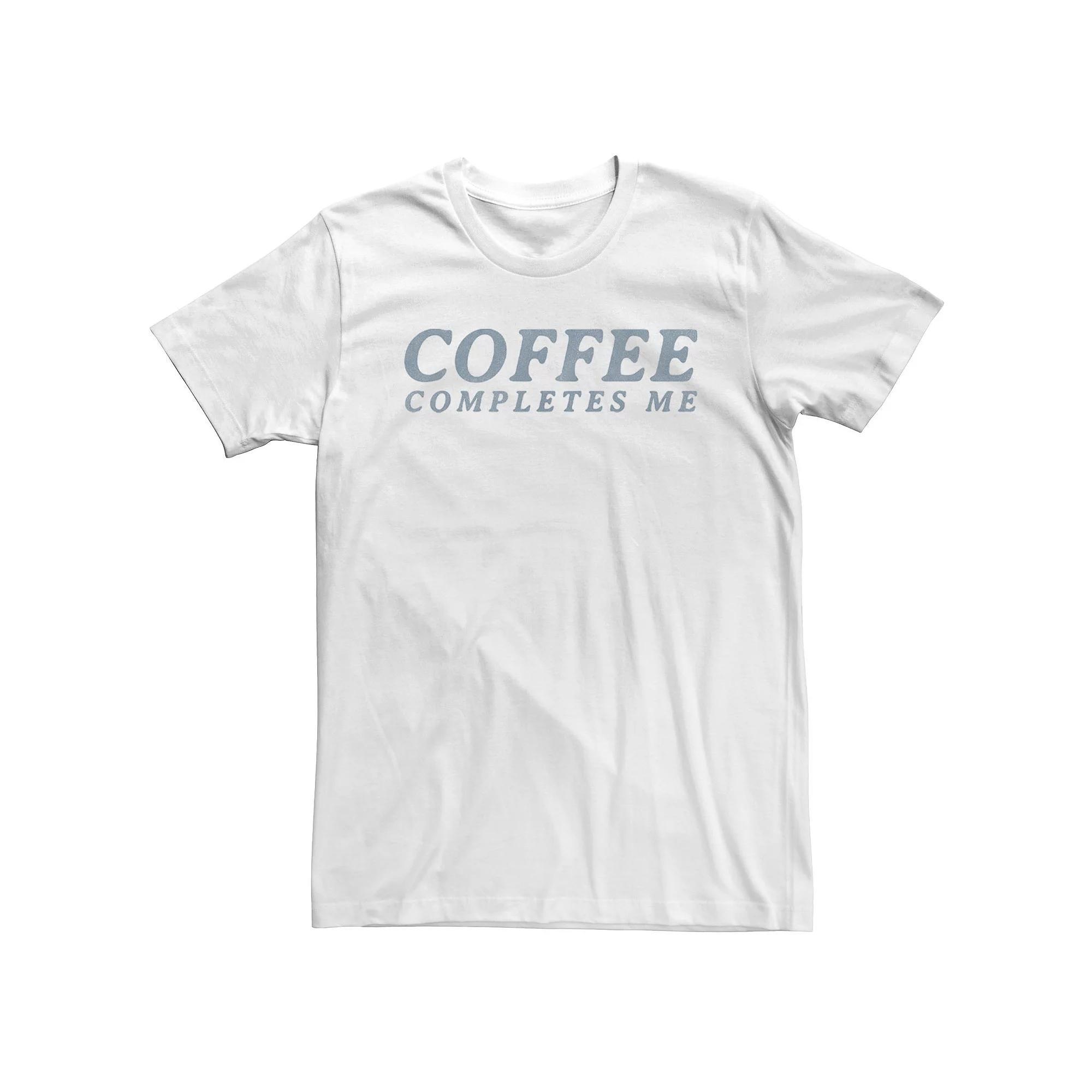 Big & Tall Trendy "Coffee Completes Me" Tee, Men's, Size: 4XLT, White Product Image