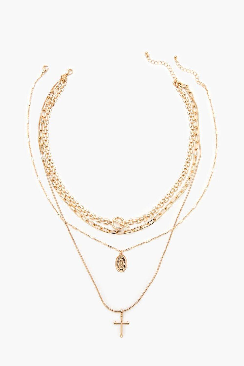 Cross Pendant Layered Necklace Set | Forever 21 Product Image