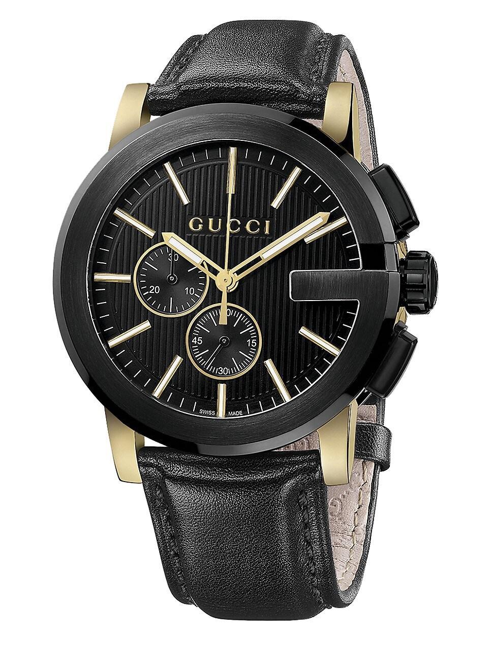 Gucci Unisex Swiss G-Chrono Xl Black Leather Strap Watch 44mm YA101203 Product Image