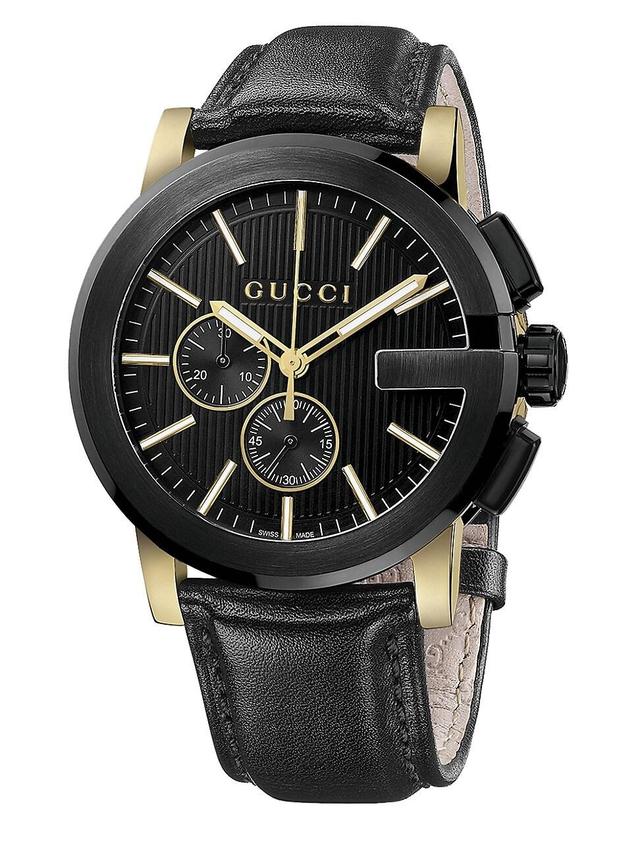 Mens G-Chrono Collection PVD & Leather Strap Watch Product Image