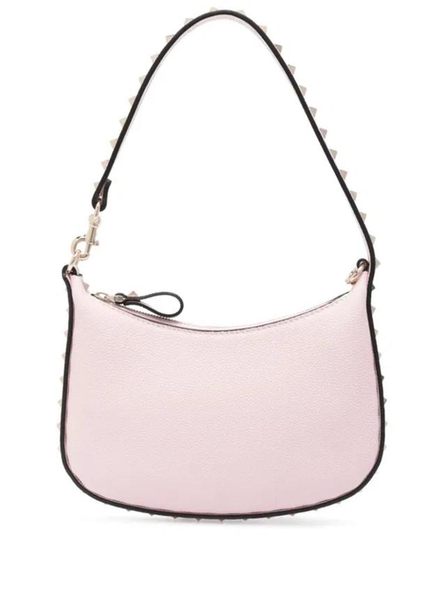 Rockstud Mini Leather Hobo Bag In Pink Product Image