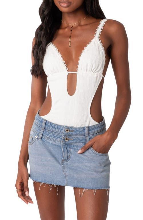 EDIKTED Textured Lace Cutout Bodysuit Product Image