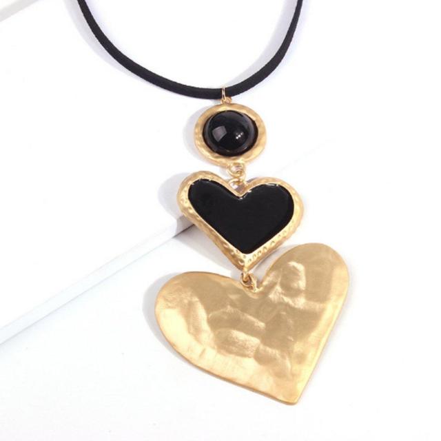 Double Black Heart Necklace Product Image