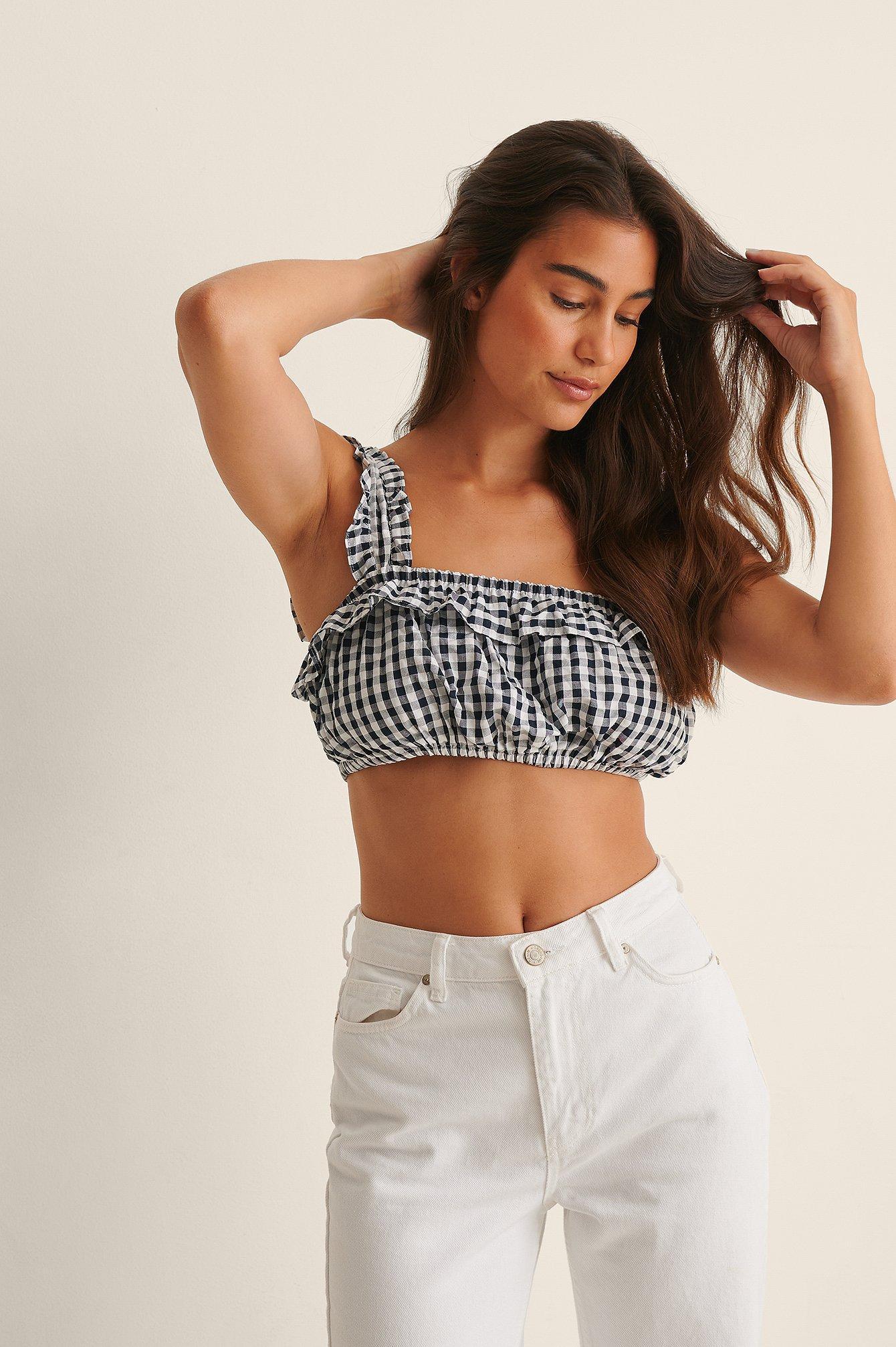 Gingham Frilled Crop Top product image