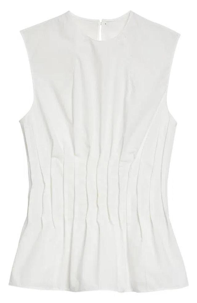 KHAITE Westin Sleeveless Peplum Top In White Product Image