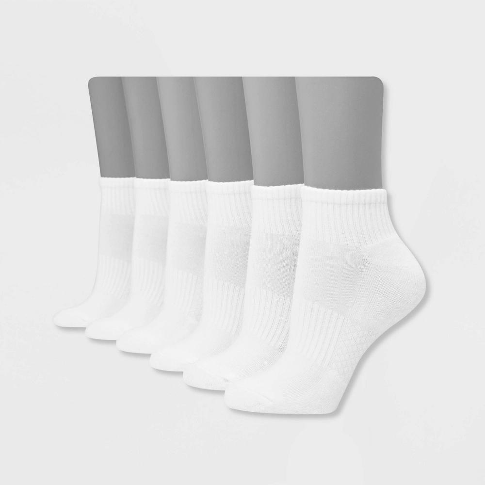 Hanes Performance Womens Cushioned 6pk Ankle Athletic Socks White 5-9 Product Image