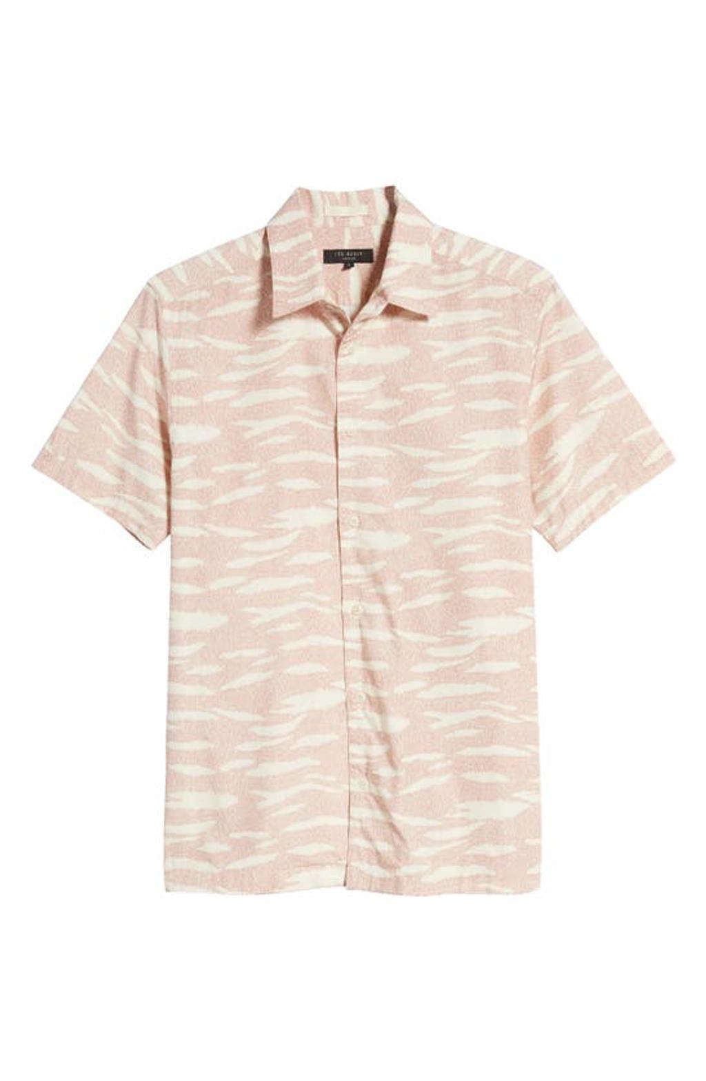 Extent Zebra Short Sleeve Button-up Shirt In Light Pink Product Image