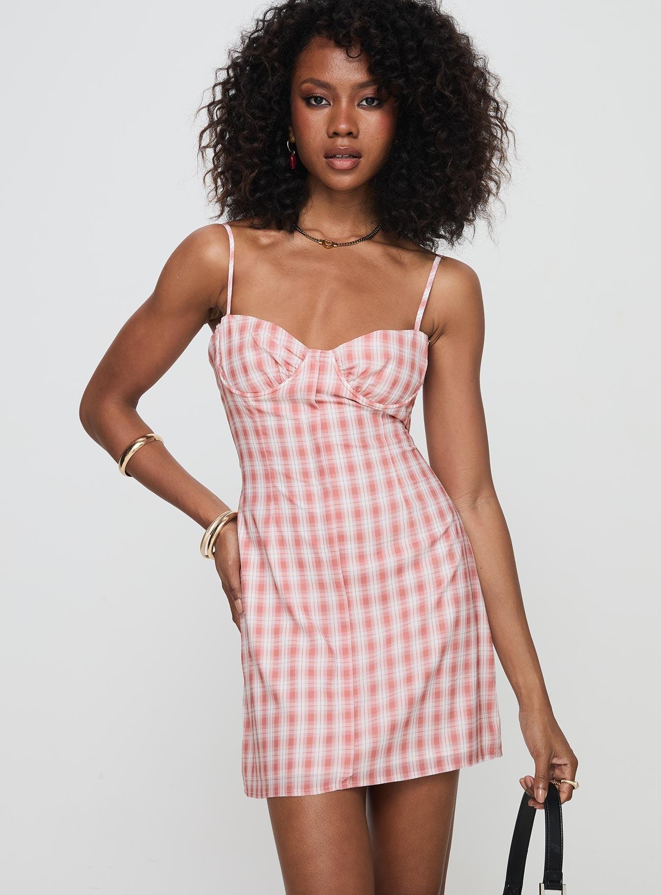 Poto Mini Dress Pink Check Product Image