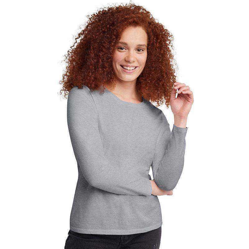 Womens Hanes Originals Long Sleeve Tee Black Product Image