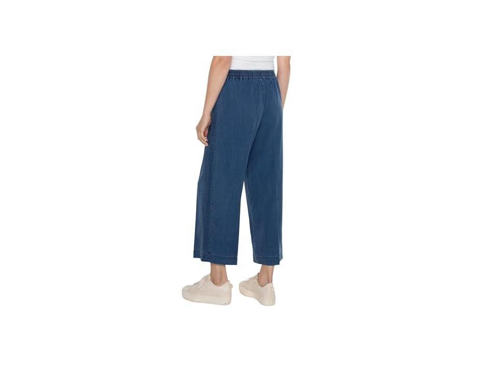 Liverpool Los Angeles Pull On Mid Rise Cullotte with Tie Front Waistband (Indigo Pinstripe) Women's Dress Pants Product Image