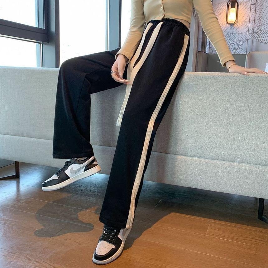 High Waist Striped Wide Leg Pants Product Image