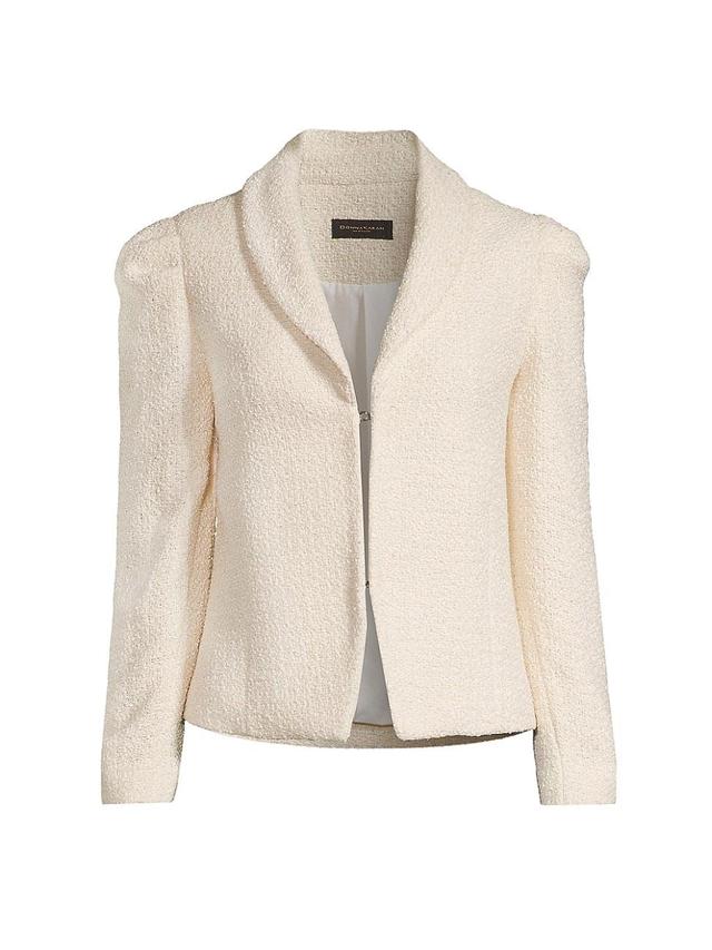 Womens Puff-Sleeve Boucle Jacket Product Image