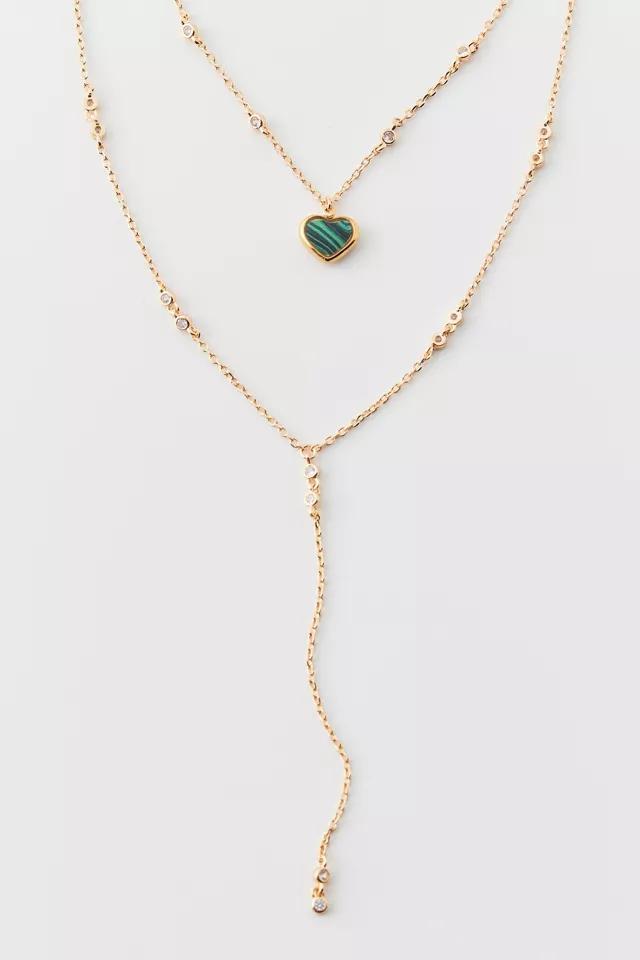 Heart Lariat Layered Necklace Product Image