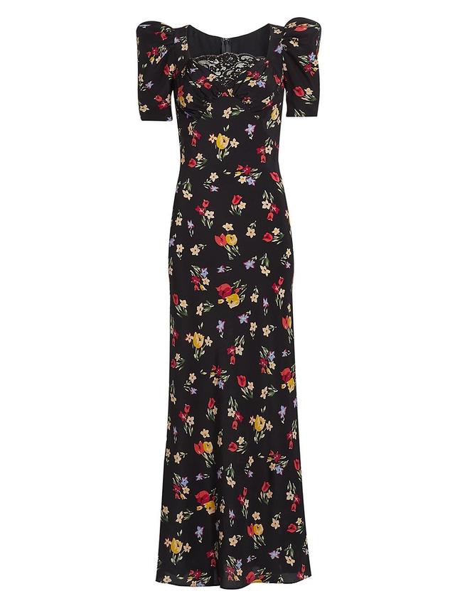 Womens Floral Silk Crepe De Chine Gown Product Image