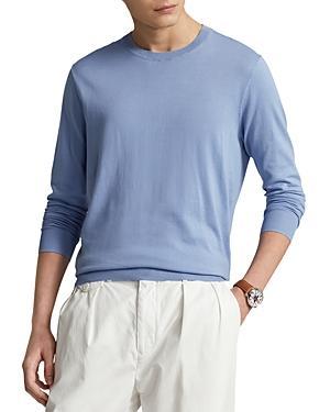 Cotton Crewneck Sweater In Chambray Blue Product Image