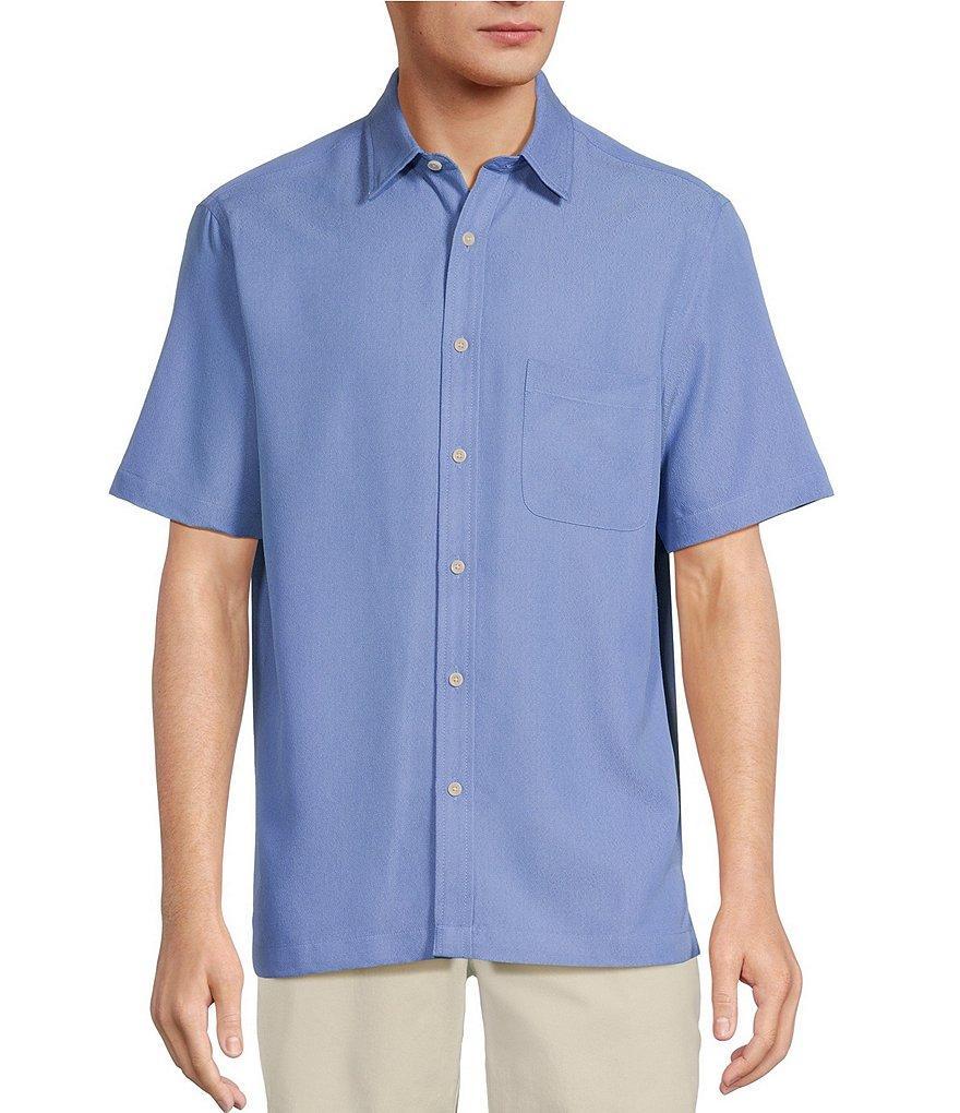 Roundtree & Yorke Short Sleeve Solid Polynosic Jacquard Sport Shirt Product Image