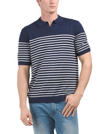 Coastal Striped Sweater Polo T-shirt for Men Product Image