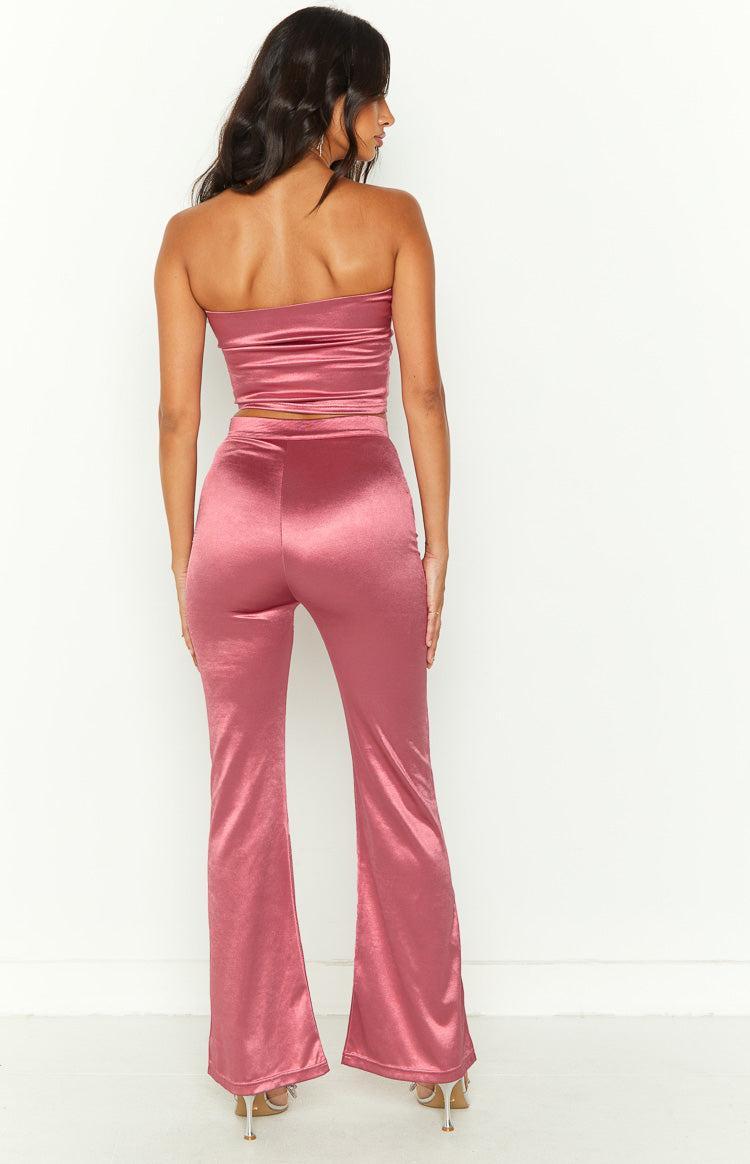 Indigo Pink High Waisted Flare Pants Product Image