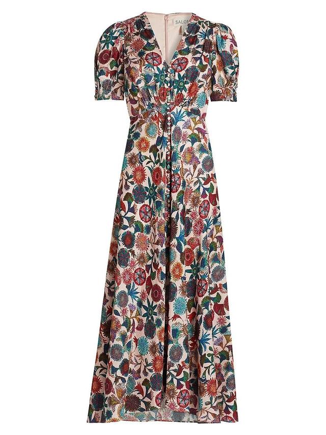 Womens Lea Floral Silk Maxi Dress Product Image