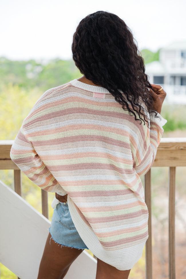 Feeling Nautical Salmon Striped Oversized Sweater Product Image