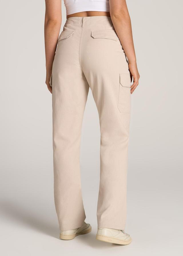 Straight Leg Cargo Chino Pants for Tall Women in Soft Beige Product Image