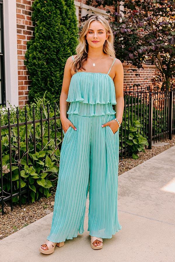 Visiting Italy Pleated Pants In Aqua Product Image