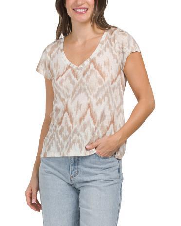 Linen Blend Skyla V-neck T-Shirt for Women Product Image