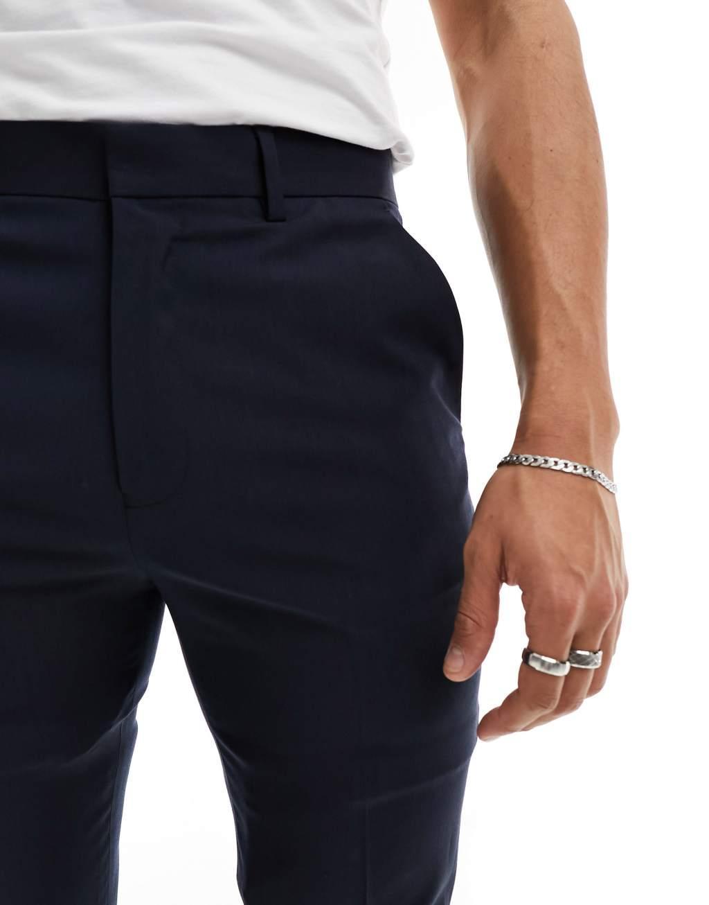 ASOS DESIGN skinny suit pants in navy Product Image