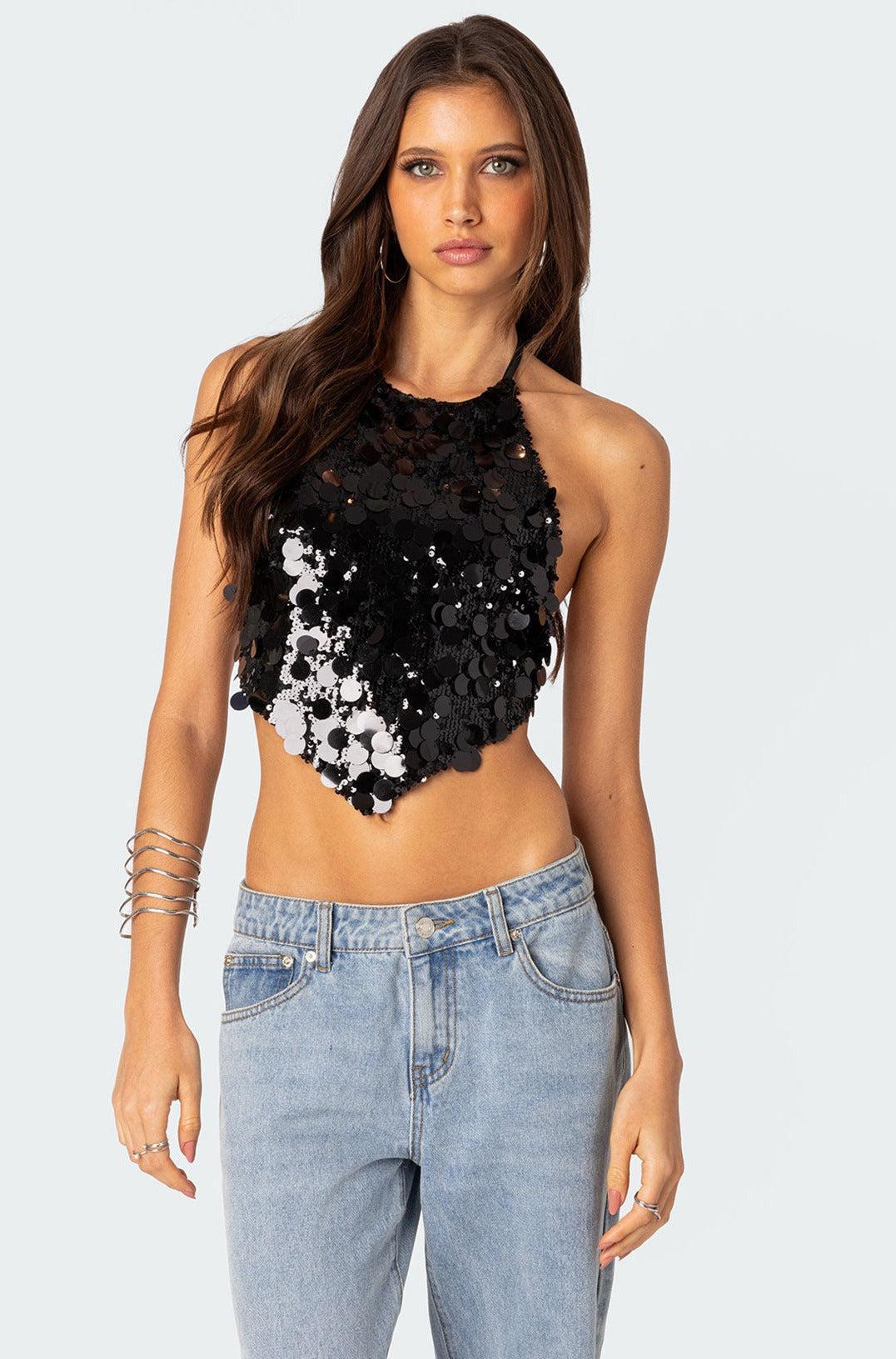 Caelia Sequin Open Back Top Product Image