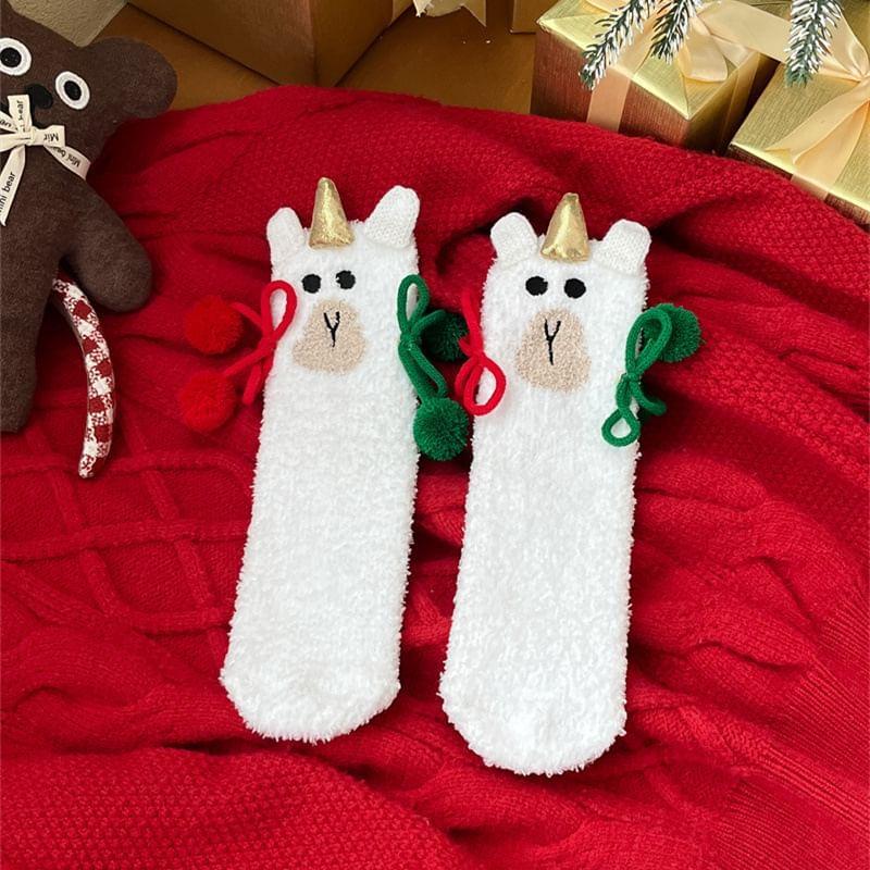 Christmas Cartoon Fleece Socks Product Image