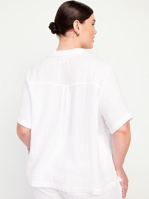 Crinkle Gauze Button-Down Top Product Image