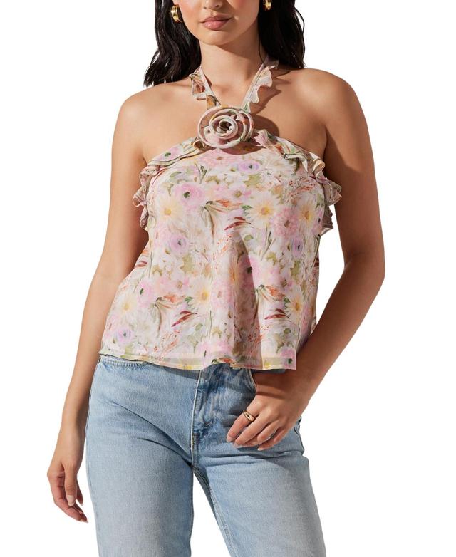 Astr the Label Womens Alix Ruffled Floral Halter Top Product Image