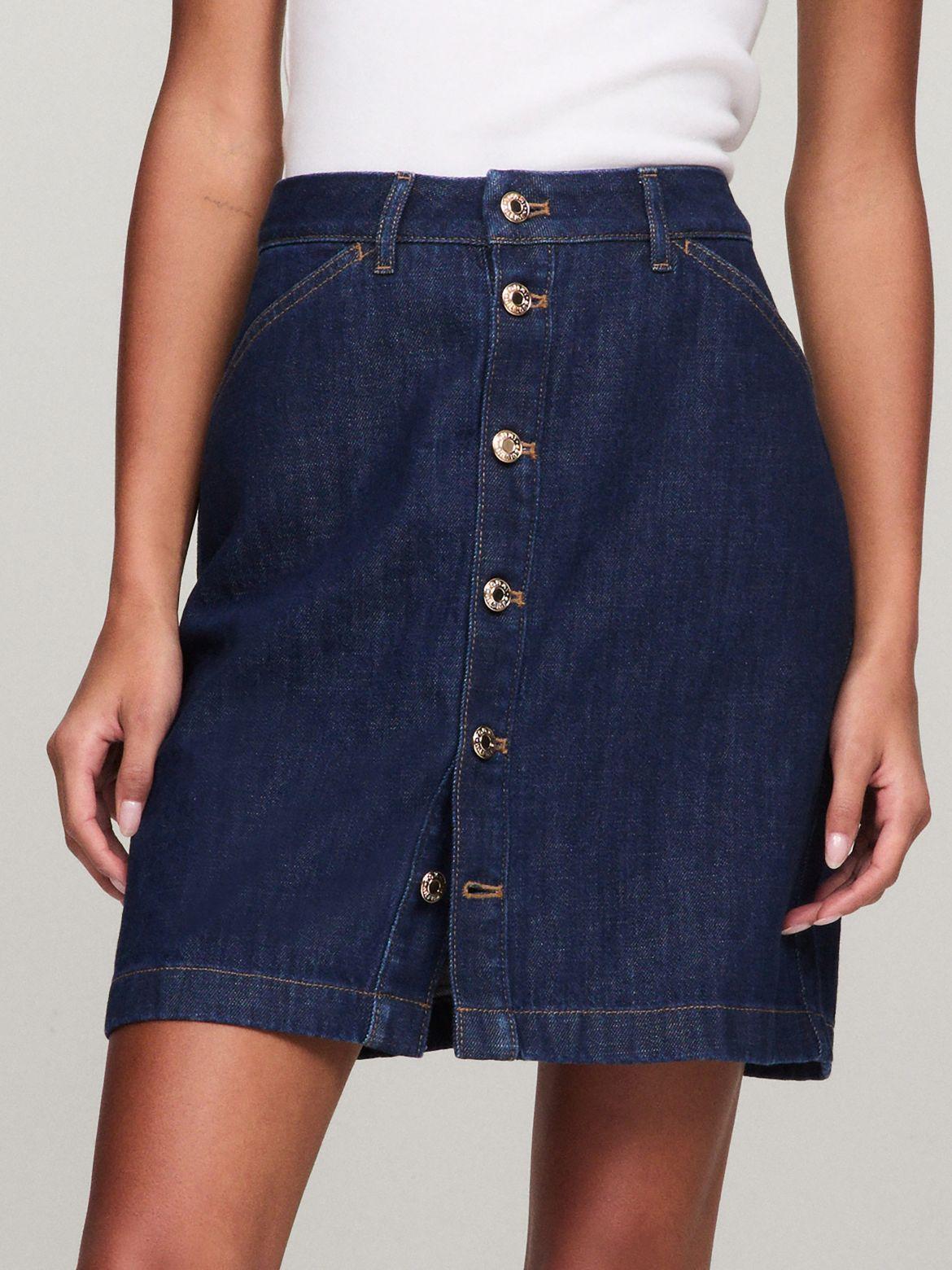 Tommy Hilfiger Women's High Waist Button-Front Denim Mini Skirt Product Image