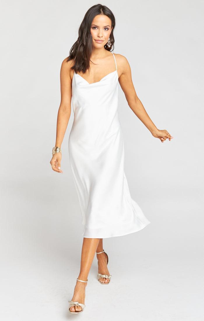 Verona Cowl Dress ~ Ivory Luxe Satin Product Image