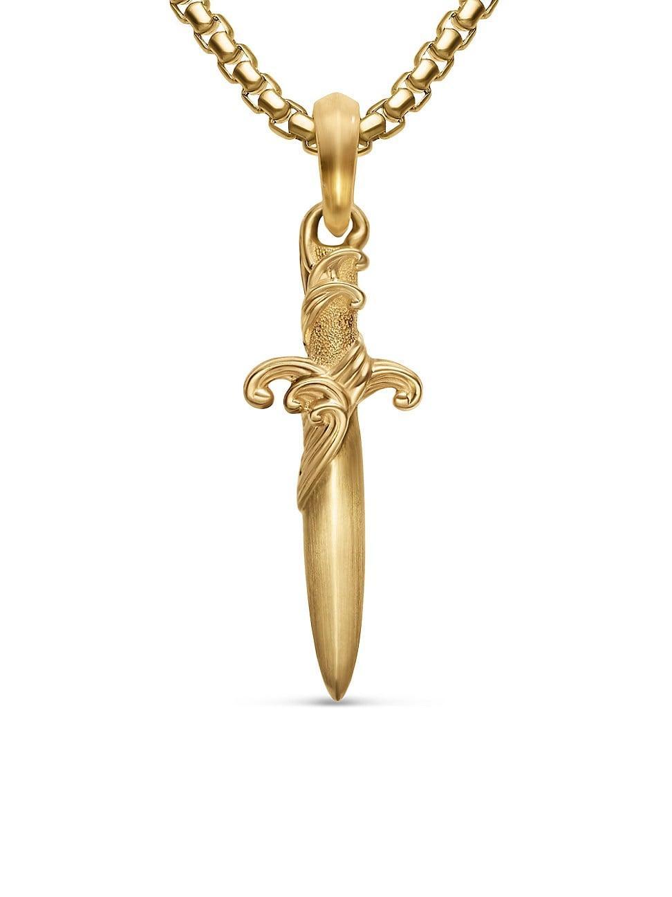 Mens Waves Dagger Amulet in 18K Yellow Gold, 31MM Product Image