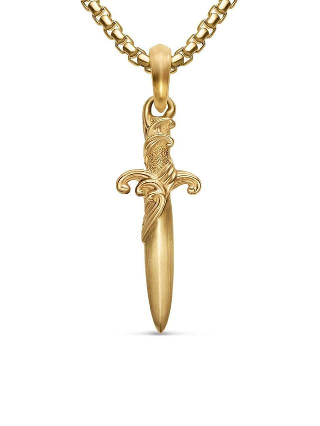 Mens Waves Dagger Amulet in 18K Yellow Gold, 31MM Product Image