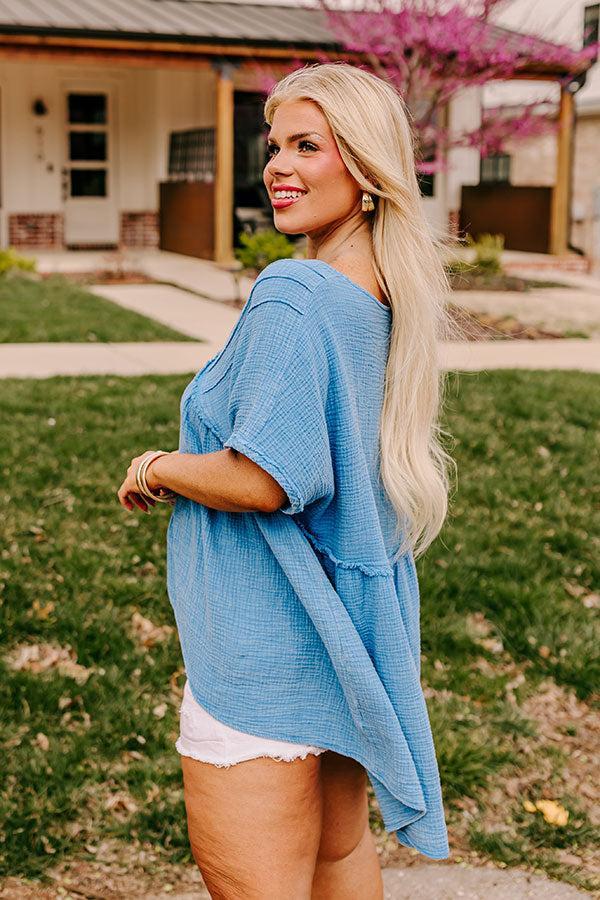 Brunch Voyage Babydoll Top in Ocean Blue Curves Product Image