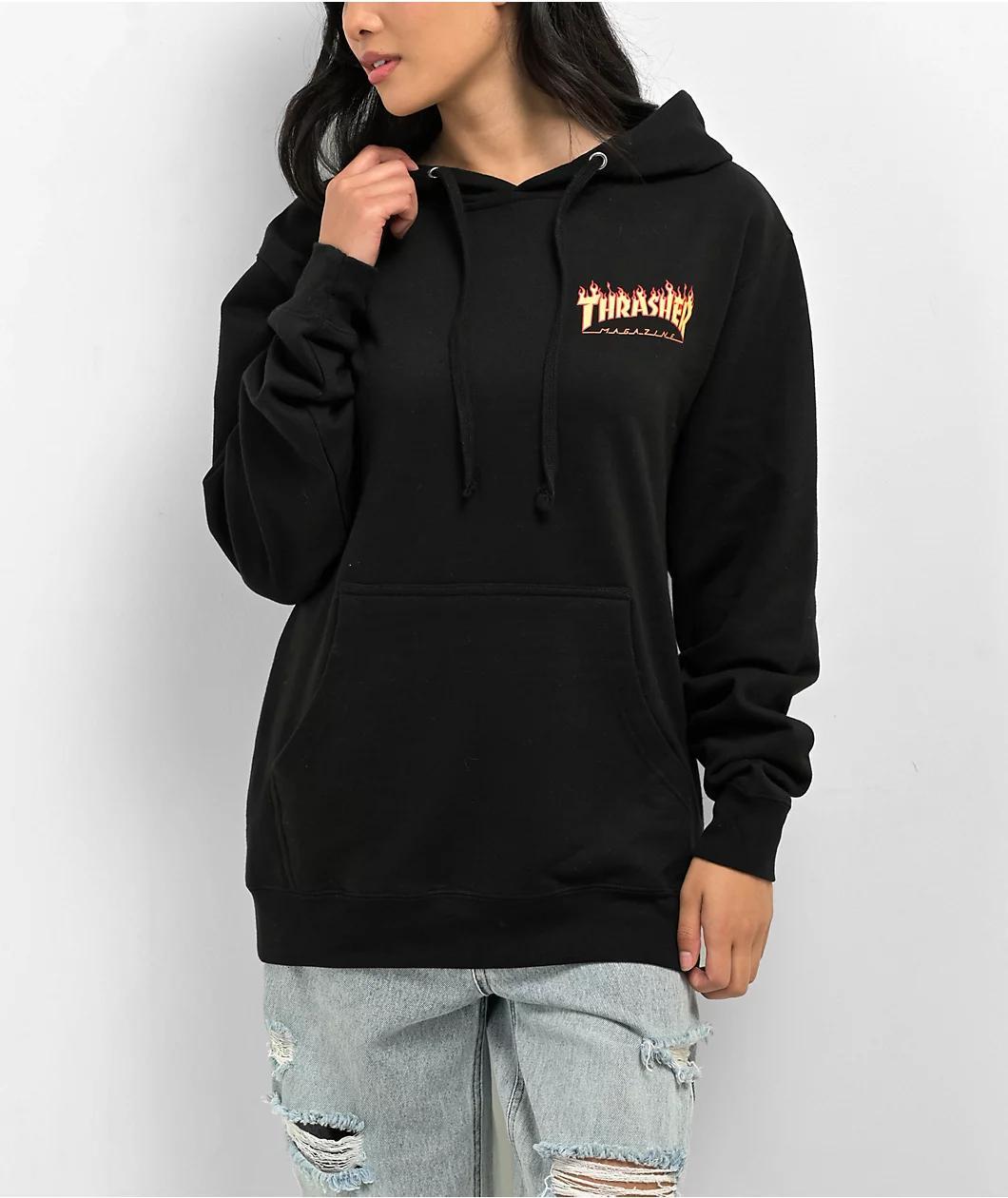 Santa Cruz x Thrasher Flame Dot Black Hoodie Product Image