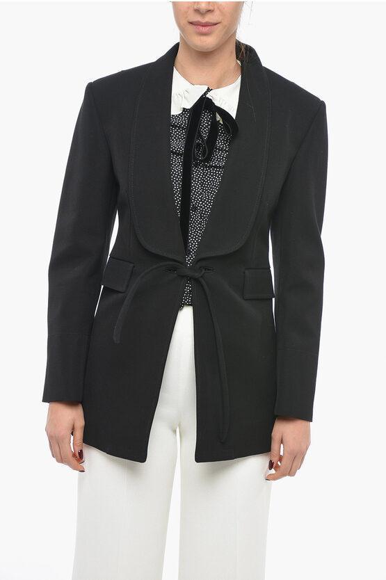 Shawl-collar Cotton Ottoman Jacket In Black Product Image