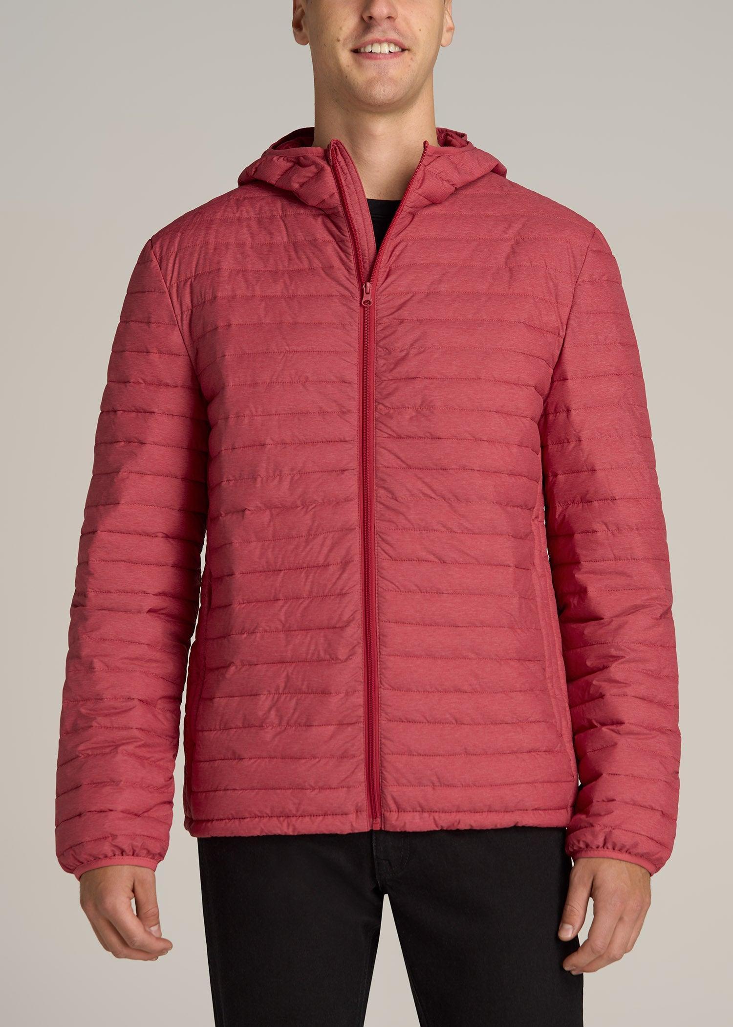 Tall Men's Packable Puffer Jacket in Red Space Dye Male Product Image