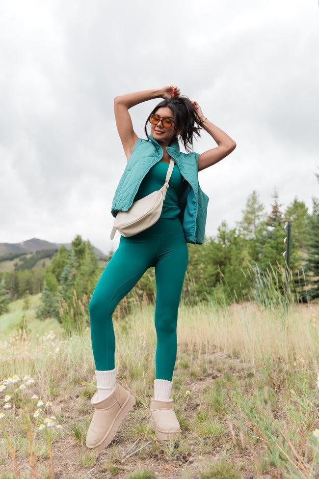 Mountainside Moment Teal Cropped Puffer Vest Product Image