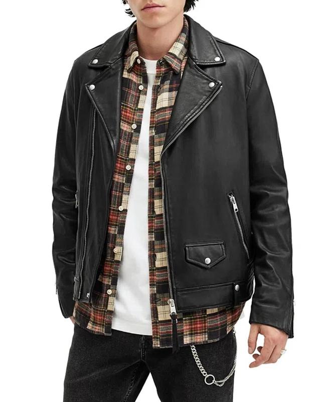 ALLSAINTS Milo Leather Biker Jacket In Black Product Image