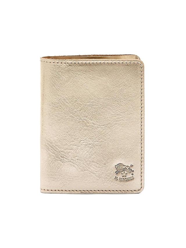 Womens Classic Metallic Leather Bi-Fold Card Case Product Image