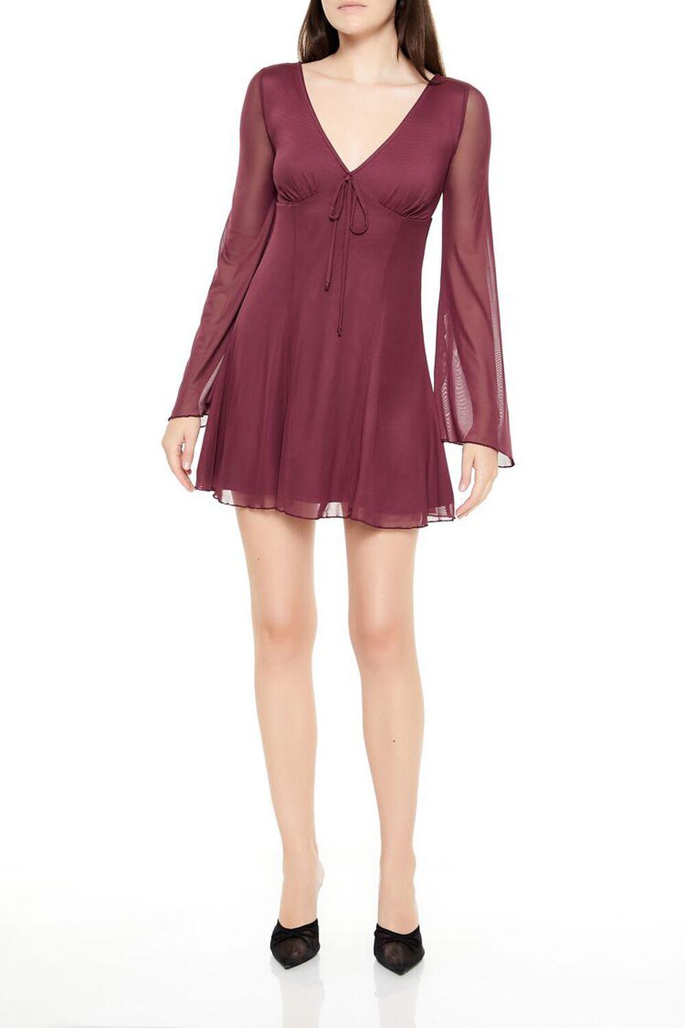 Mesh Bell-Sleeve Mini Dress | Forever 21 Product Image