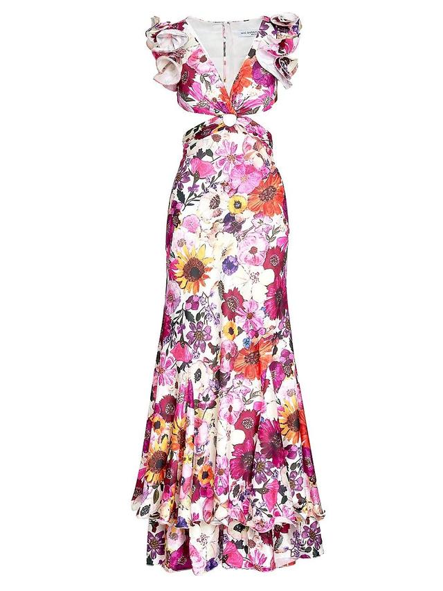 Womens Floral Cut-Out Gown Product Image